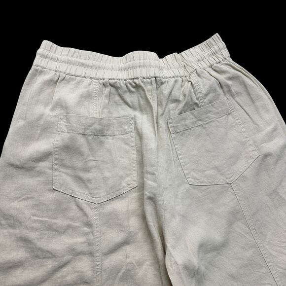 Zara Linen Blend Cropped Pants Womens Sz Medium Drawstring Pockets Slouchy - Picture 5 of 12